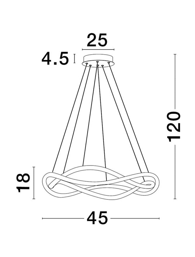 JINAL Triac Dimmable Black Aluminium & Acrylic LED 27 Watt 230 Volt 1894Lm 3000K IP20 D: 45 H: 120 cm Adjustable Height