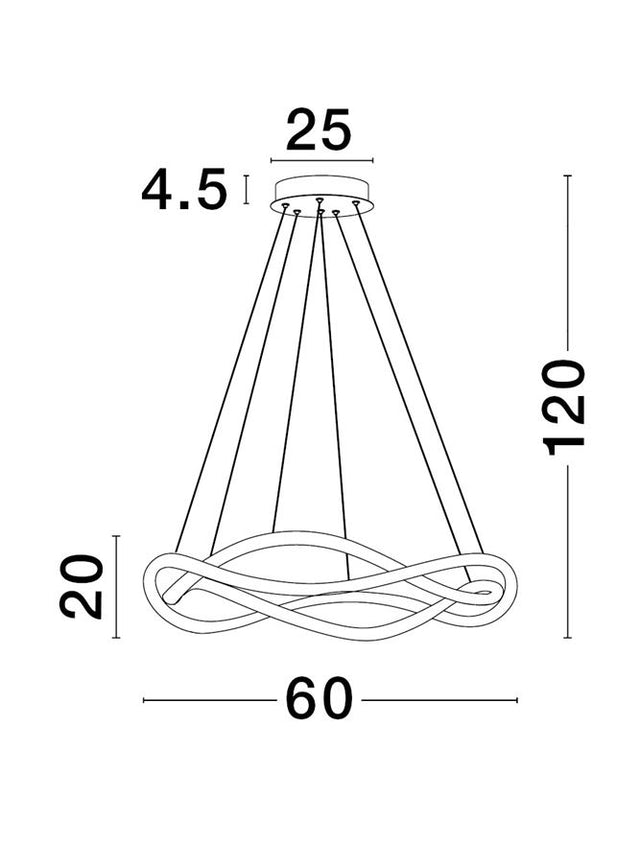 JINAL Triac Dimmable Black Aluminium & Acrylic LED 34 Watt 230 Volt 2482Lm 3000K IP20 D: 60 H: 120 cm Adjustable Height