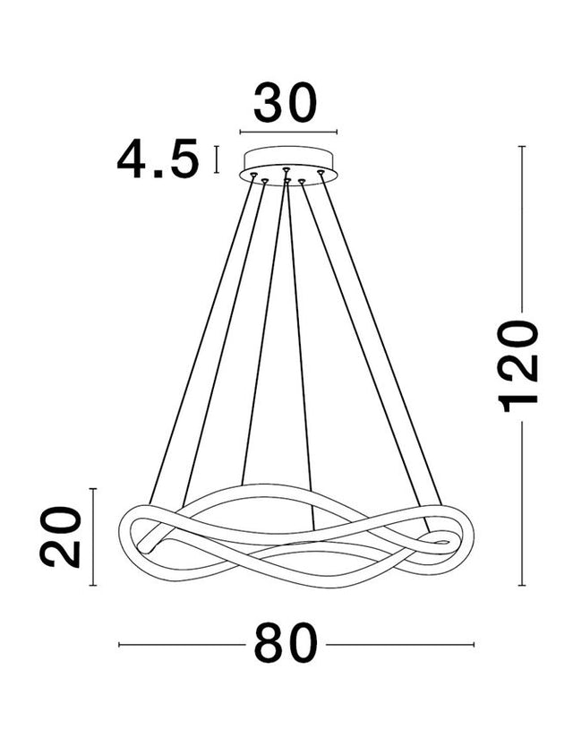 JINAL Triac Dimmable Black Aluminium & Acrylic LED 57 Watt 230 Volt 4276Lm 3000K IP20 D: 80 H: 120 cm Adjustable Height