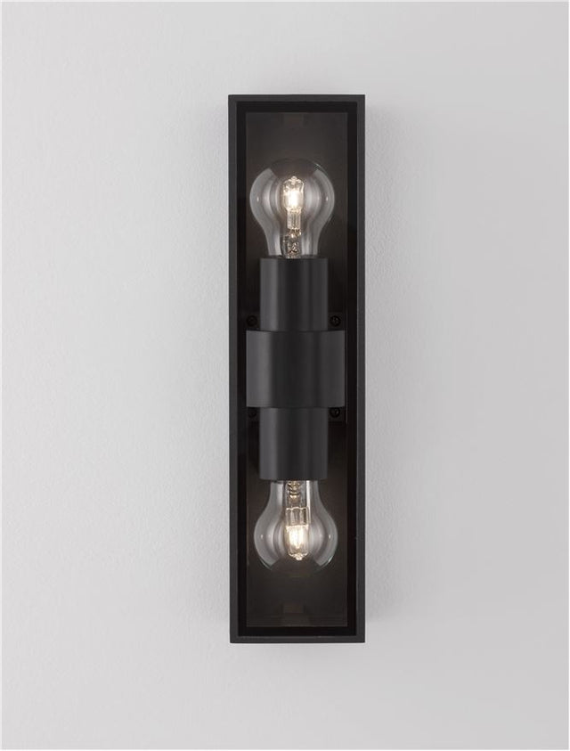 REGINA Anthracite Die-Casting Aluminium & Clear Glass LED E27 2x12 Watt 220-240 Volt Bulb Excluded IP65 L: 8.6 W: 9 H: 34.8 cm