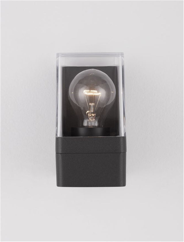 SELENA Anthracite Die-Casting Aluminum & Clear Acrylic LED E27 1x12 Watt 220-240 Volt Bulb Excluded IP65 L: 8.5 W: 9.8 H: 16 cm