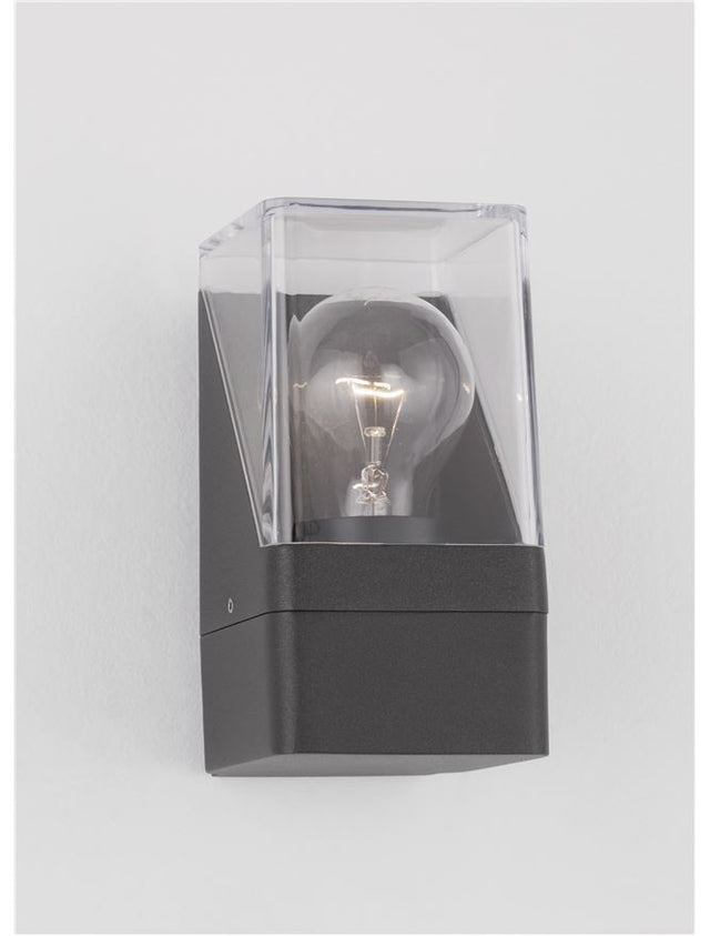 SELENA Anthracite Die-Casting Aluminum & Clear Acrylic LED E27 1x12 Watt 220-240 Volt Bulb Excluded IP65 L: 8.5 W: 9.8 H: 16 cm