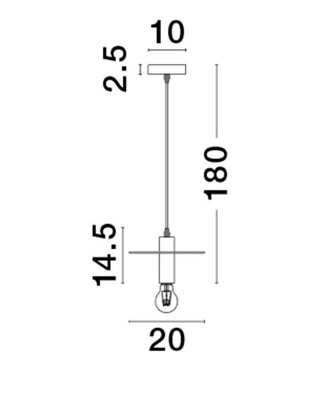 ROYAL Gold Metal LED E27 1x12 Watt 230 Volt IP20 Bulb Excluded D: 20 H 1: 14.5 H 2: 180 cm Adjustable height