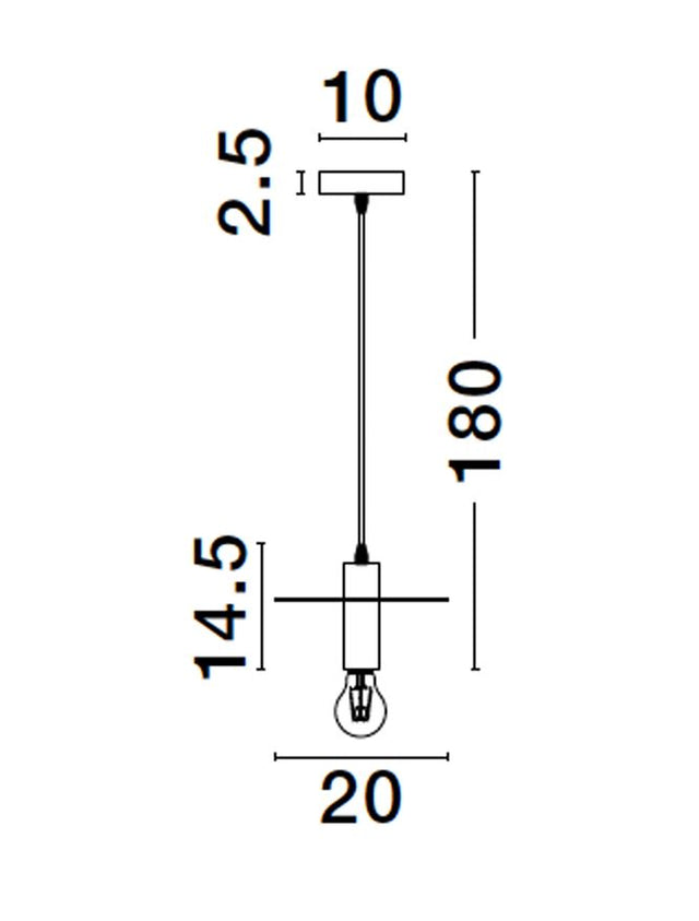 ROYAL Black Metal LED E27 1x12 Watt 230 Volt IP20 Bulb Excluded D: 20 H 1: 14.5 H 2: 180 cm Adjustable height