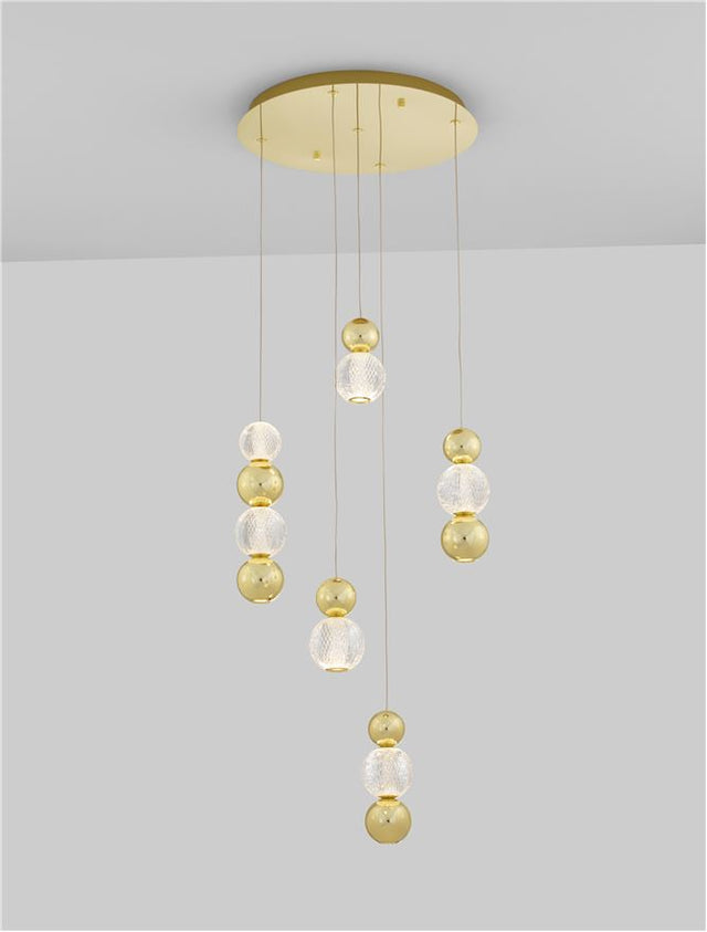 BRILLE Triac Dimmable Gold Aluminium & Acrylic LED 22 Watt 230 Volt 1811Lm 3200K IP20 D: 52 H: 200 cm Adjustable Height