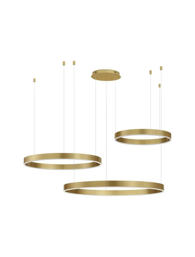 MOTIF 3000K Triac Dimmable Brass Gold Aluminium & Acrylic LED 140 Watt 230 Volt 7840Lm IP20 D1: 60 D2: 80 D3: 100 H: 250 cm Adjustable Height