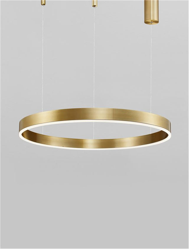 MOTIF 2700-6000K Changing CCT & Dimming Brass Gold Aluminium & Acrylic LED 40 Watt 2943Lm 230 Volt IP20 D: 60 H: 200 cm Adjustable Height