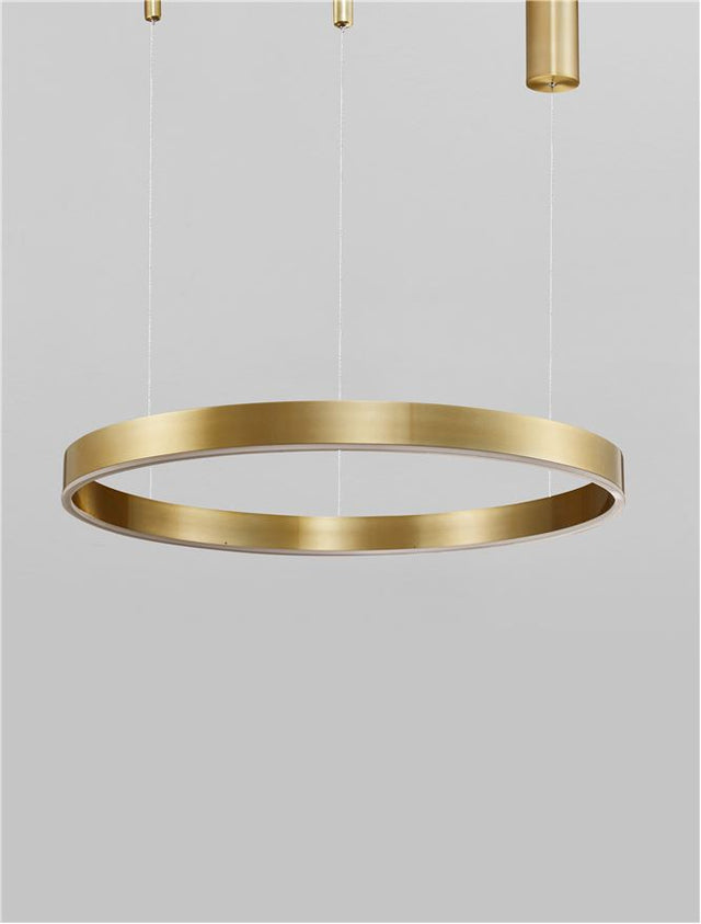 MOTIF 2700-6000K Changing CCT & Dimming Brass Gold Aluminium & Acrylic LED 40 Watt 2943Lm 230 Volt IP20 D: 60 H: 200 cm Adjustable Height