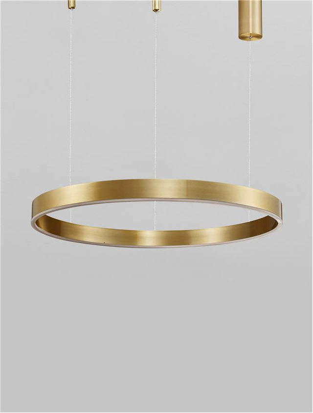 MOTIF 2700-6000K Changing CCT & Dimming Brass Gold Aluminium & Acrylic LED 60 Watt 4165Lm 230 Volt IP20 D: 100 H: 200 cm Adjustable Height