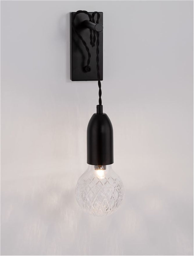 VEDA Black Metal & Clear Glass LED G9 1x6 Watt 230 Volt IP20 Bulb Excluded L: 9.5 W: 20 H: 39 cm Adjustable height