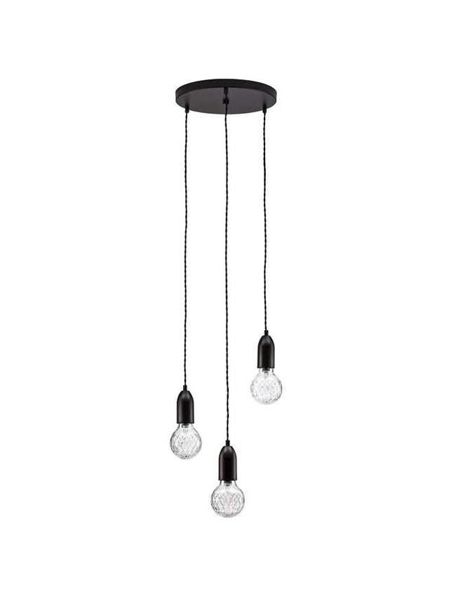 VEDA Black Metal & Clear Glass LED G9 3x6 Watt 230 Volt IP20 Bulb Excluded D: 30 H: 150 cm Adjustable height