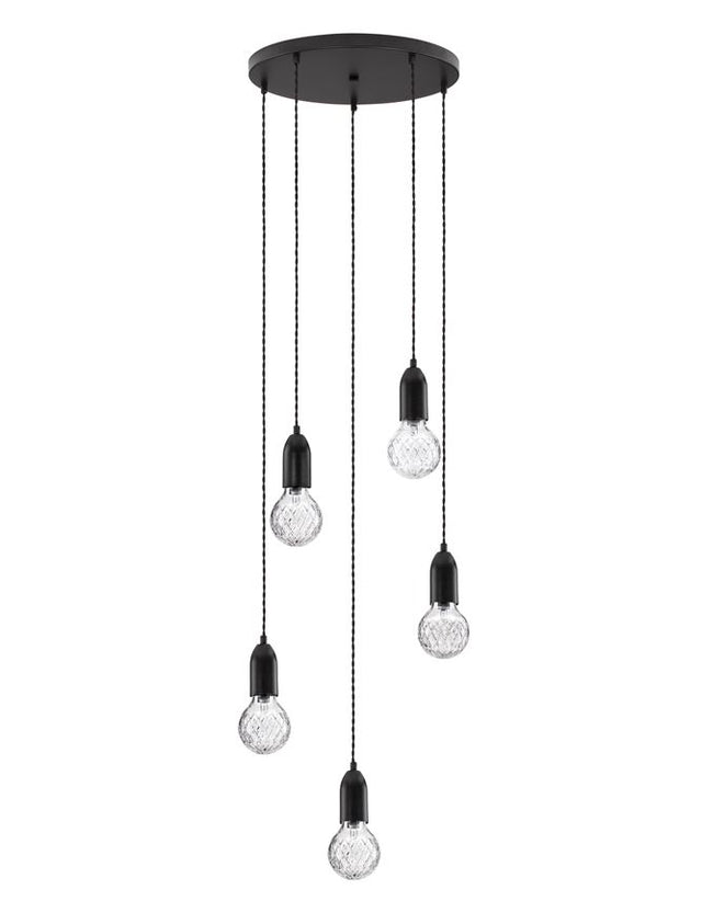 VEDA Black Metal & Clear Glass LED G9 5x6 Watt 230 Volt IP20 Bulb Excluded D: 40 H: 150 cm Adjustable height