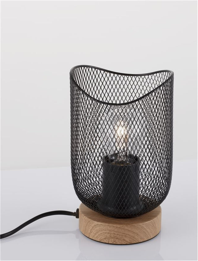 LYRON Matt Black Metal Natural Wood LED E27 1x12 Watt 230 Volt IP20 Bulb Excluded Cable Length: 160 cm D: 12 H: 17 cm