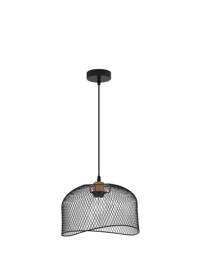 LYRON Matt Black Metal Natural Wood LED E27 1x12 Watt 230 Volt IP20 Bulb Excluded D: 30 H1: 19.5 H2: 120 cm Adjustable height