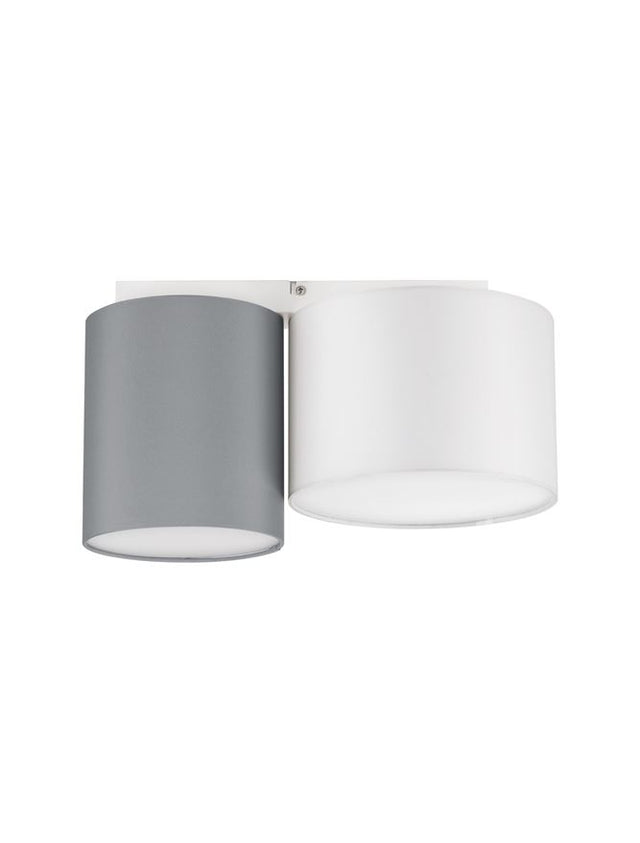 BRYSON Sandy White Metal Base White & Grey Fabric Shade LED E27 2x12 Watt 230 Volt IP20 Bulb Excluded D: 35 W: 20 H: 17 cm