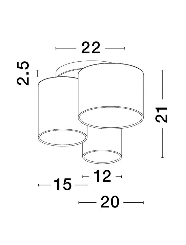 BRYSON Sandy White Metal Base White, Black & Grey Fabric Shade LED E27 3x12 Watt 230 Volt IP20 Bulb Excluded D: 35 H: 21 cm