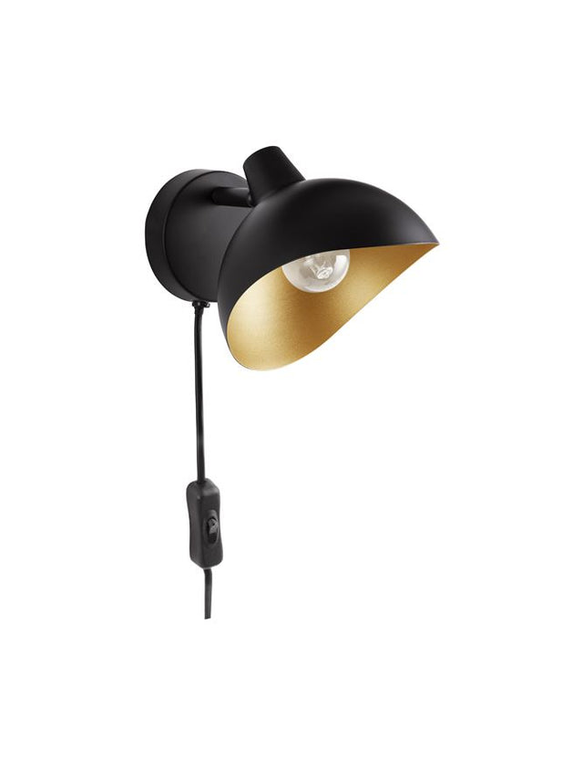 GETI Matt Black & Gold Metal LED E14 1x5 Watt 230 Volt IP20 Bulb Excluded D: 15 H: 12 cm Adjustable