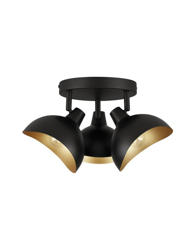 GETI Matt Black & Gold Metal LED E14 3x5 Watt 230 Volt IP20 Bulb Excluded D: 18 H: 12 cm Adjustable