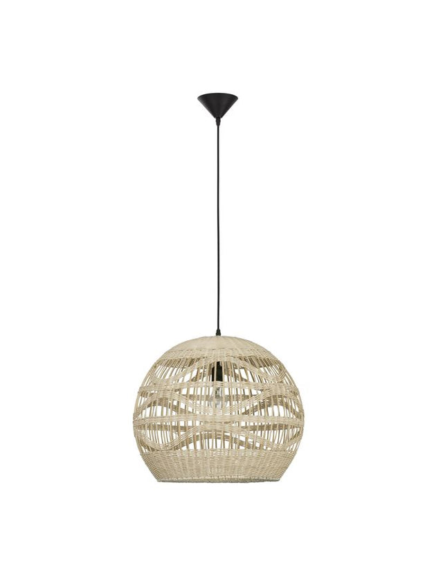 MARLO Natural Rattan Black Fabric Wire & Base LED E27 1x12 Watt 230 Volt IP20 Bulb Excluded D: 48.5 H1: 41.5 H2: 205 cm Adjustable height