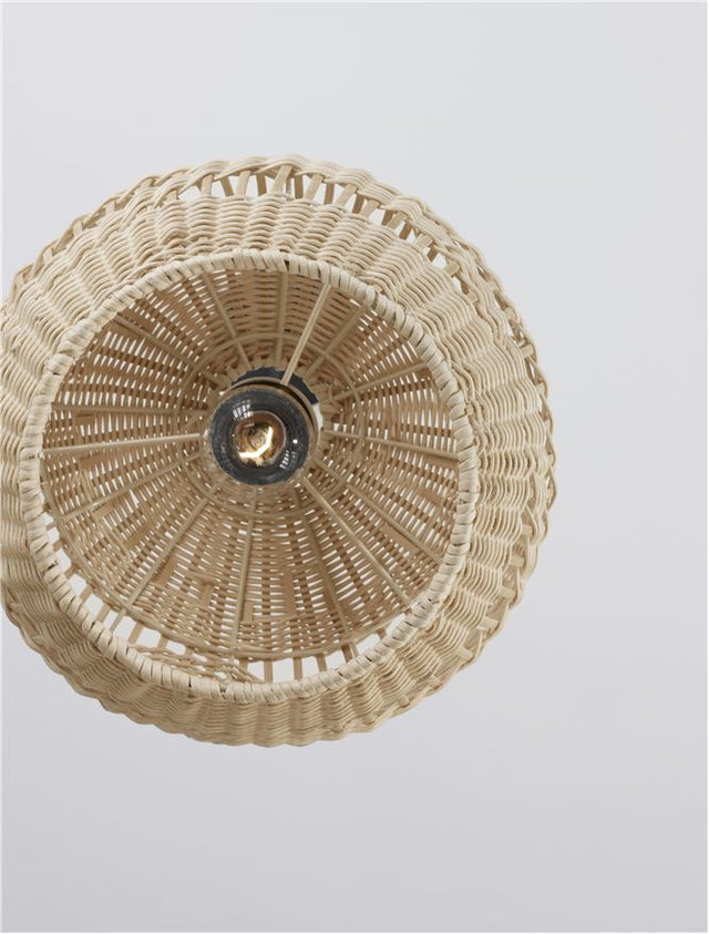 MARLO Natural Rattan Black Fabric Wire & Base LED E27 1x12 Watt 230 Volt IP20 Bulb Excluded D: 30 H1: 26 H2: 195 cm Adjustable height