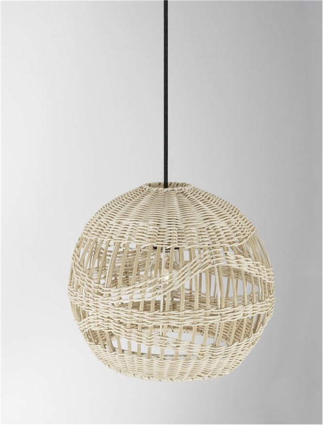 MARLO Natural Rattan Black Fabric Wire & Base LED E27 1x12 Watt 230 Volt IP20 Bulb Excluded D: 30 H1: 26 H2: 195 cm Adjustable height