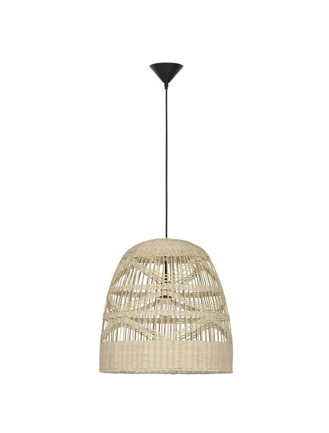 MARLO Natural Rattan Black Fabric Wire & Base LED E27 1x12 Watt 230 Volt IP20 Bulb Excluded D: 46 H 1: 46 H 2: 200 cm Adjustable height