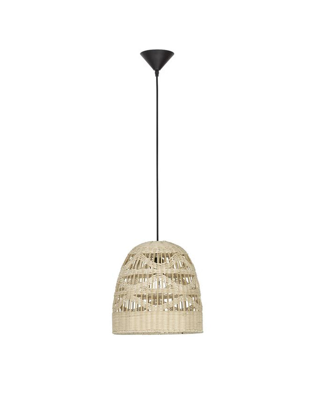 MARLO Natural Rattan Black Fabric Wire & Base LED E27 1x12 Watt 230 Volt IP20 Bulb Excluded D: 30 H 1: 30 H 2: 185 cm Adjustable height