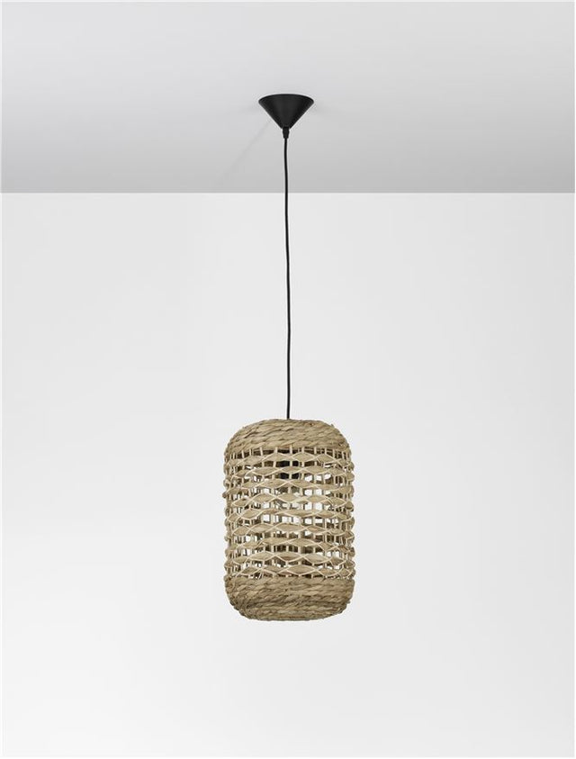 GRIFFIN Dried Water Hyacinth Black Fabric Wire & Base LED E27 1x12 Watt 230 Volt IP20 Bulb Excluded D: 27 H1: 42.5 H2: 185 cm Adjustable height