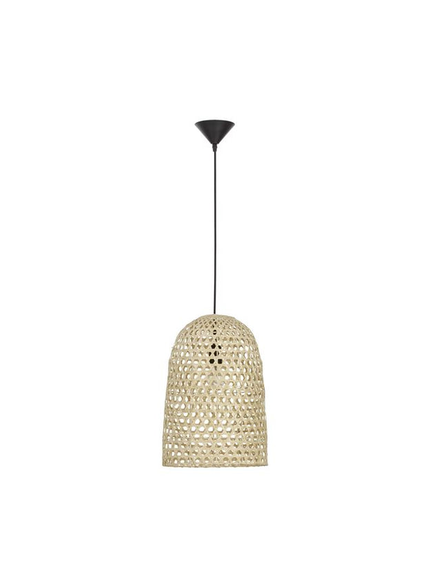 AURORA Natural Rattan Black Fabric Wire & Base LED E27 1x12 Watt 230 Volt IP20 Bulb Excluded D: 30 H1: 43 H2: 190 cm Adjustable height