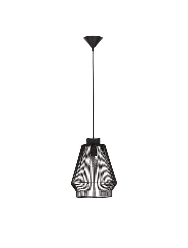 BREDO Black Aluminium Black Fabric Wire & Base LED E27 1x12 Watt 230 Volt IP20 Bulb Excluded D: 27.5 H1: 35 H2: 185 cm Adjustable height