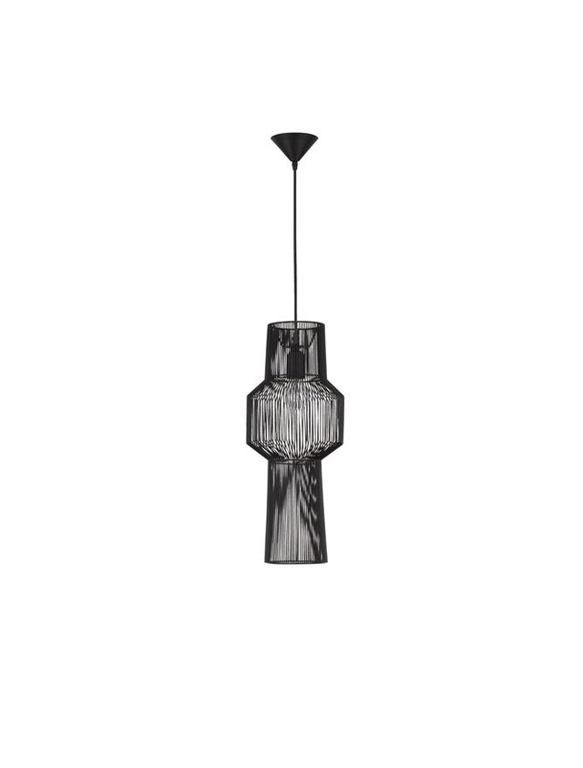 BREDO Black Aluminium Black Fabric Wire & Base LED E27 1x12 Watt 230 Volt IP20 Bulb Excluded D: 21 H1: 51.5 H2: 195 cm Adjustable height