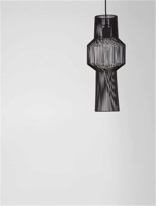 BREDO Black Aluminium Black Fabric Wire & Base LED E27 1x12 Watt 230 Volt IP20 Bulb Excluded D: 21 H1: 51.5 H2: 195 cm Adjustable height