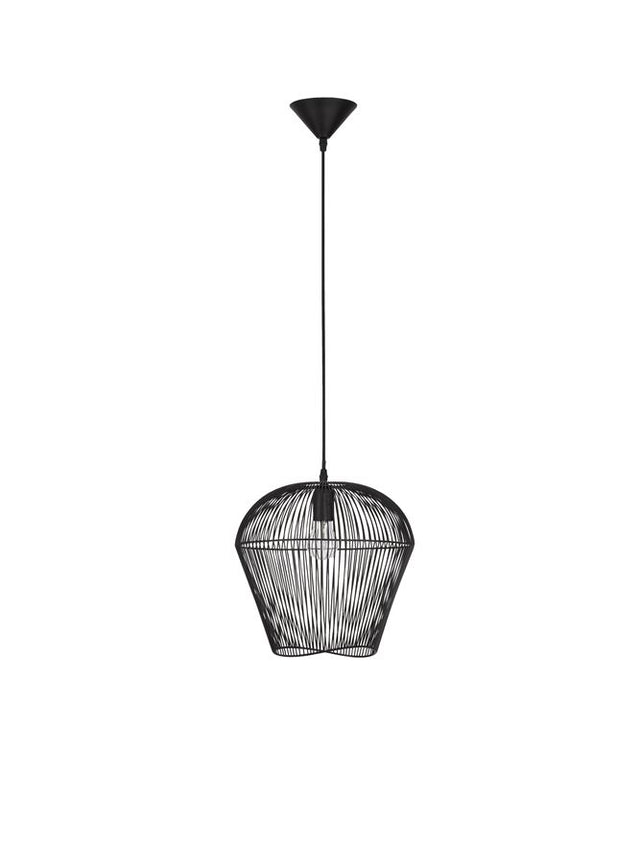 BREDO Black Aluminium Black Fabric Wire & Base LED E27 1x12 Watt 230 Volt IP20 Bulb Excluded D: 31.5 H1: 29 H2: 185 cm Adjustable height