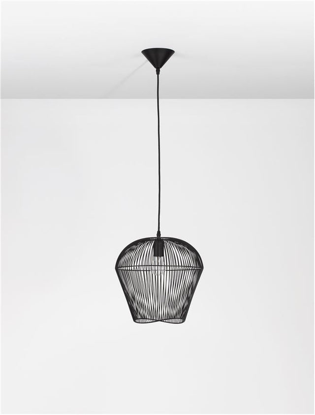 BREDO Black Aluminium Black Fabric Wire & Base LED E27 1x12 Watt 230 Volt IP20 Bulb Excluded D: 31.5 H1: 29 H2: 185 cm Adjustable height