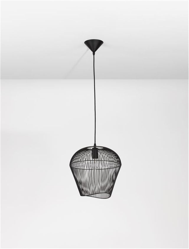 BREDO Black Aluminium Black Fabric Wire & Base LED E27 1x12 Watt 230 Volt IP20 Bulb Excluded D: 31.5 H1: 29 H2: 185 cm Adjustable height