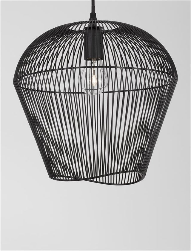 BREDO Black Aluminium Black Fabric Wire & Base LED E27 1x12 Watt 230 Volt IP20 Bulb Excluded D: 31.5 H1: 29 H2: 185 cm Adjustable height