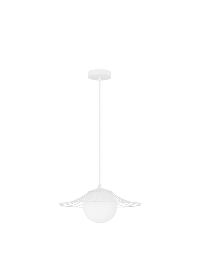 FLY Matt White Metal & Opal Glass LED E27 1x12 Watt 230 Volt IP20 Bulb Excluded D: 36 H: 115 cm Adjustable height