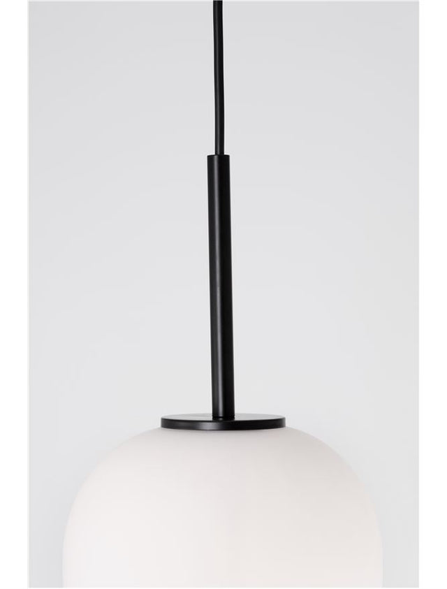 LATO Black Metal & Opal Glass Black Fabric Wire LED E14 1x5 Watt 230 Volt IP20 Bulb Excluded D: 18.5 H: 120 cm Adjustable height