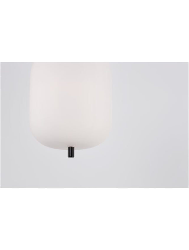 LATO Black Metal & Opal Glass Black Fabric Wire LED E14 1x5 Watt 230 Volt IP20 Bulb Excluded D: 16.5 H: 120 cm Adjustable height