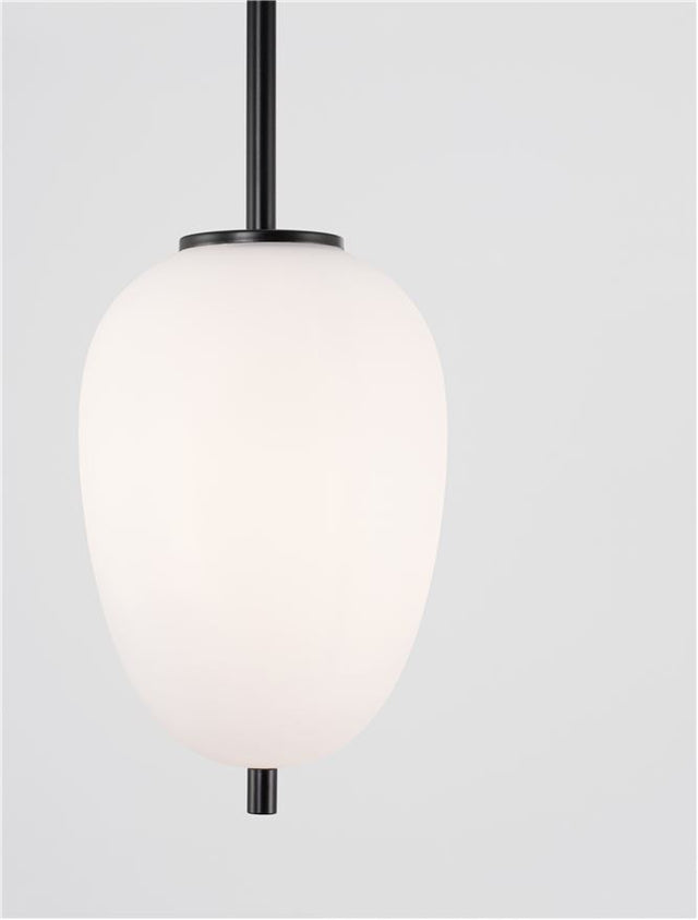 LATO Black Metal & Opal Glass Black Fabric Wire LED E14 1x5 Watt 230 Volt IP20 Bulb Excluded D: 15.8 H: 120 cm Adjustable height