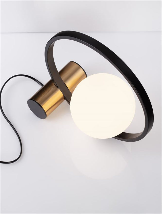 NESO Opal Glass Brushed Gold & Black Aluminium LED E14 1x5 Watt 230 Volt IP20 Bulb Excluded Cable Length: 160 cm L: 42 W: 15 H: 40 cm