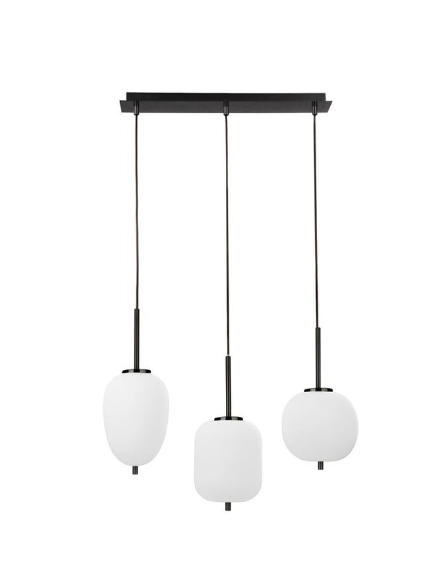 LATO Black Metal & Opal Glass Black Fabric Wire LED E14 3x5 Watt 230 Volt IP20 Bulb Excluded L: 53 W: 9 H: 120 cm Adjustable height