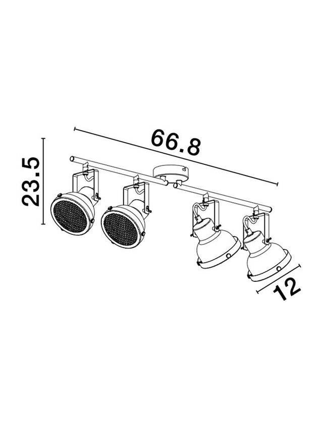 RUVI Matt Black Metal LED GU10 4x10 Watt 230 Volt IP20 Bulb Excluded L: 66.8 W: 12 H: 25.5 cm Adjustable