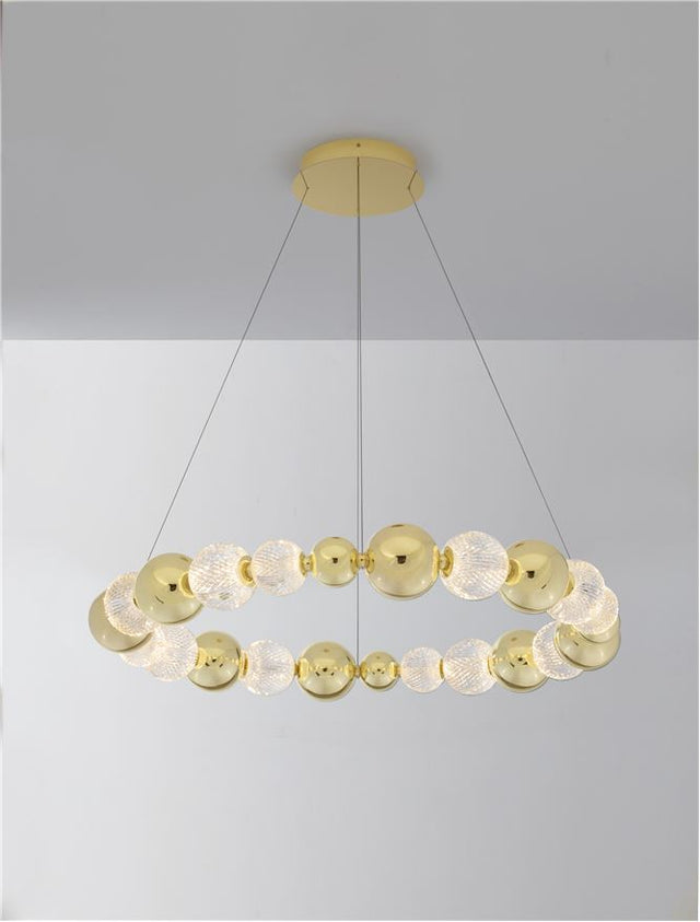 BRILLE Triac Dimmable Gold Aluminium & Acrylic LED 52 Watt 230 Volt 3476Lm 3200K IP20 D: 94 H: 120 cm Adjustable Height