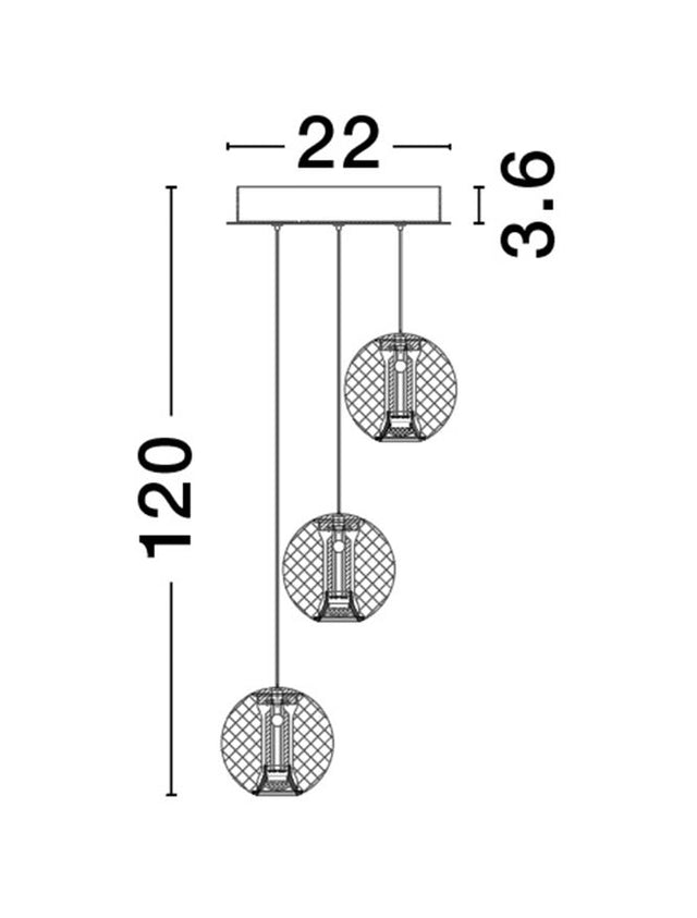 BRILLANTE Triac Dimmable Gold Aluminium & Acrylic LED 16 Watt 230 Volt 665Lm 3200K IP20 D: 22 H: 120 cm Adjustable Height