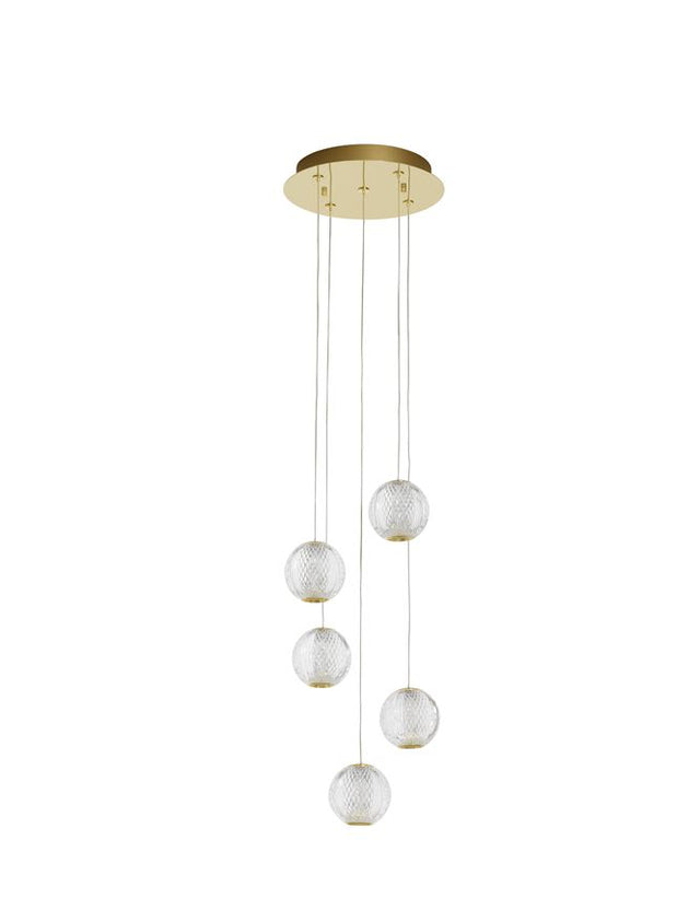 BRILLANTE Triac Dimmable Gold Aluminium & Acrylic LED 26 Watt 230 Volt 1213Lm 3200K IP20 D: 27 H: 120 cm Adjustable Height