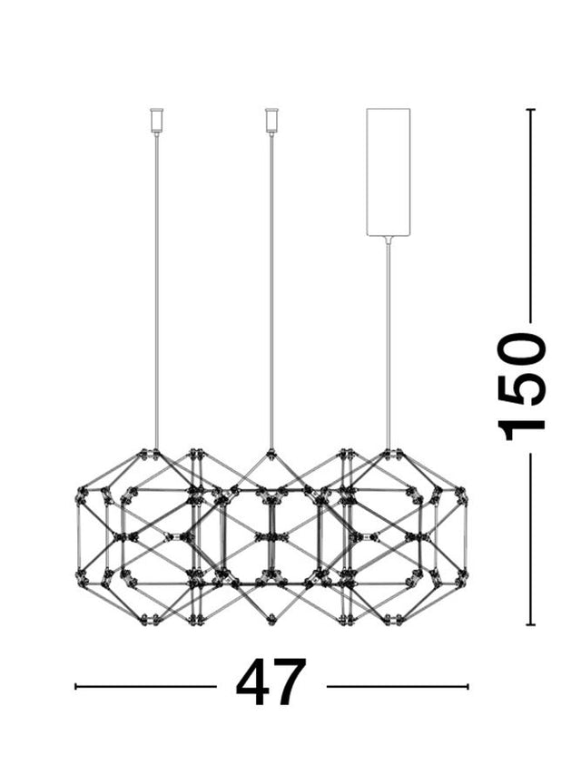 NEBULA Gold Copper LED 25 Watt 230 Volt 1634Lm 3000K IP20 Led Chip: 60 Pcs D: 49 H: 150 cm Adjustable Height