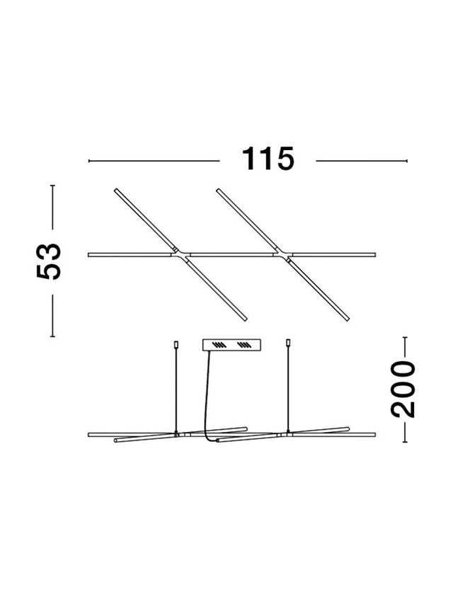 RACCIO Triac Dimmable Black Metal & Acrylic LED 27 Watt 230 Volt 1308Lm 3000K IP20 L: 115 W: 53 H: 200 cm Adjustable Height