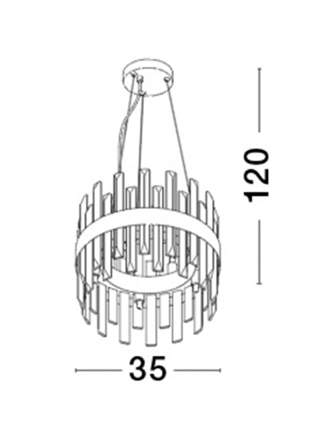 CROWN Satin Gold Metal Clear Crystal (30 pcs) LED G9 5x5 Watt 230 Volt IP20 Bulb Excluded D: 35 H: 120 cm Adjustable Height