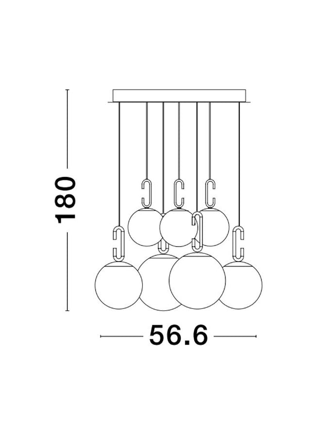 HOOK Triac Dimmable Satin Gold Metal & Opal White Glass LED 52 Watt 230 Volt 4815Lm 3000K IP20 D: 56.6 H: 180 cm Adjustable Height